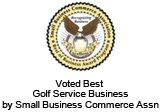 Voted best golf service business badge